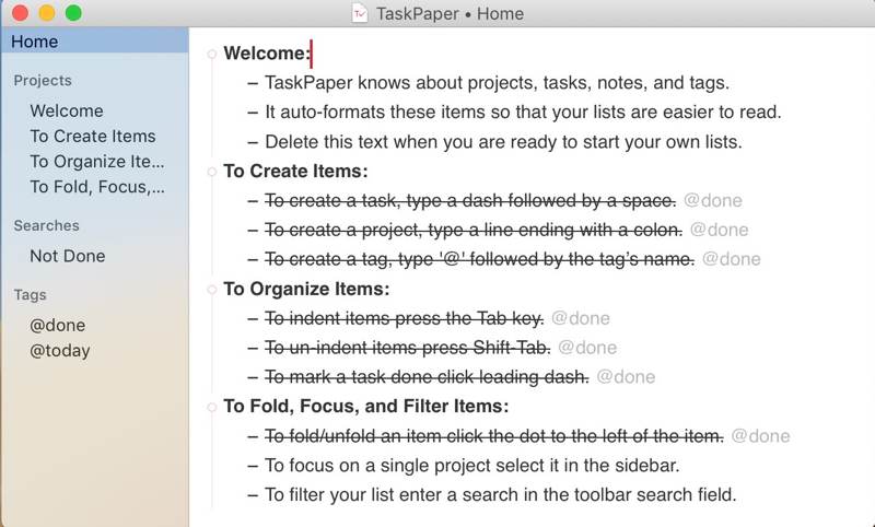 Intro To Taskpaper Intro Screen