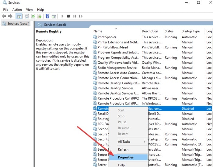 Remotely Shutdown Restart Windows10 Pc Services Remote Registry Properties