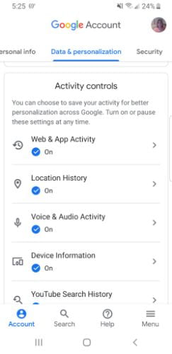 Sensorvault Activity Controls