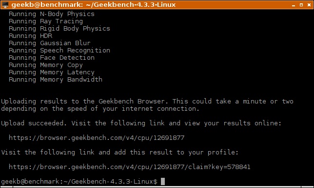 Server Benchmark Geekbench Results