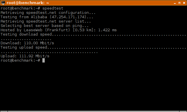 Server Benchmark Speedtest Results