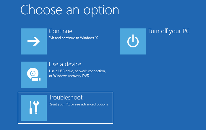 Uninstall Update When Not Booting 03 Select Troubleshoot