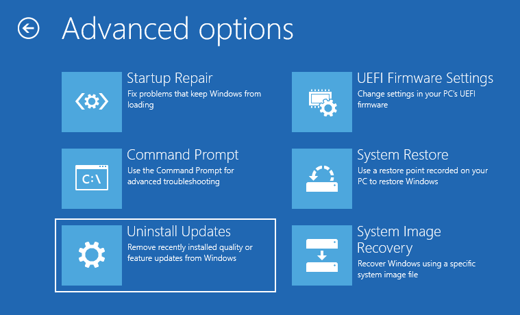 Uninstall Update When Not Booting 04 Select Uninstall