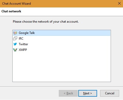 Chat Account Wizard Thunderbird Options Chat Account Wizard Thunderbird Options