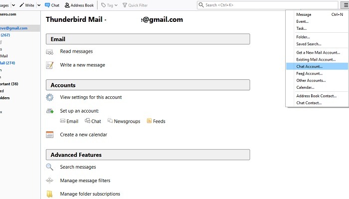 Create New Chat Account Thunderbird Create New Chat Account Thunderbird