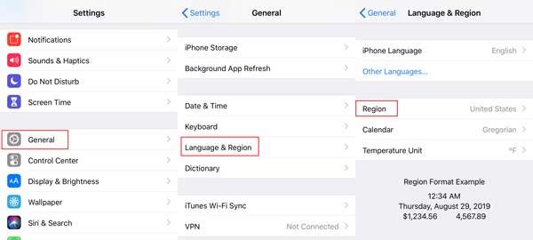 News Region Change Settings