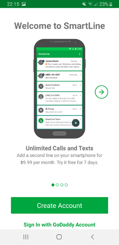Virtual Sim Godaddy Smartline App Signup
