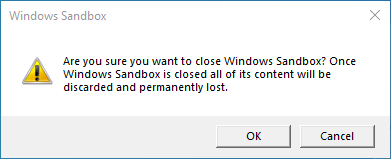 Windows Sandbox Click Ok