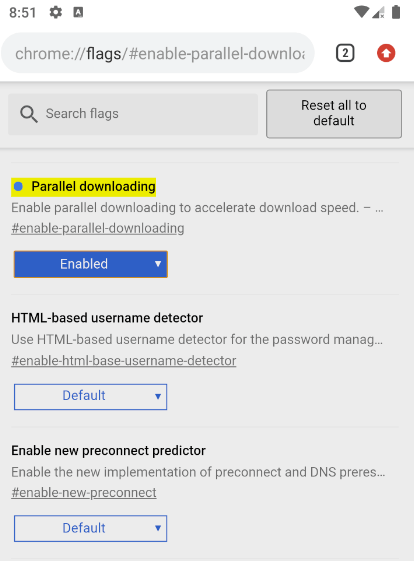 Android Chrome Flag Parallel Downloading