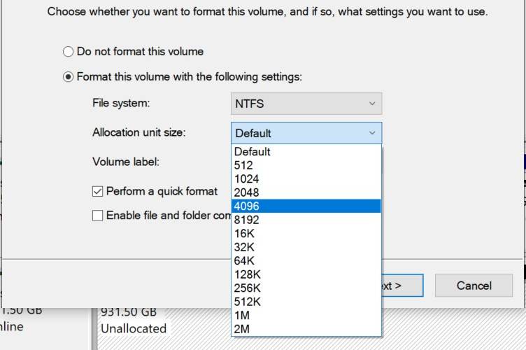 Best Allocation Unit Size Choosing Size