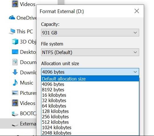 Best Allocation Unit Size Format Drive