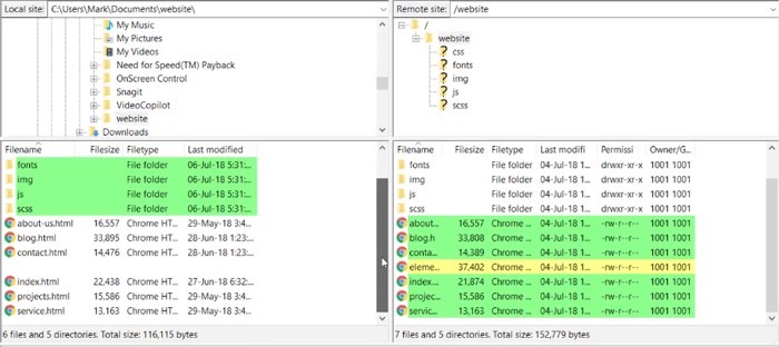 Filezilla Pro Directory Comparison