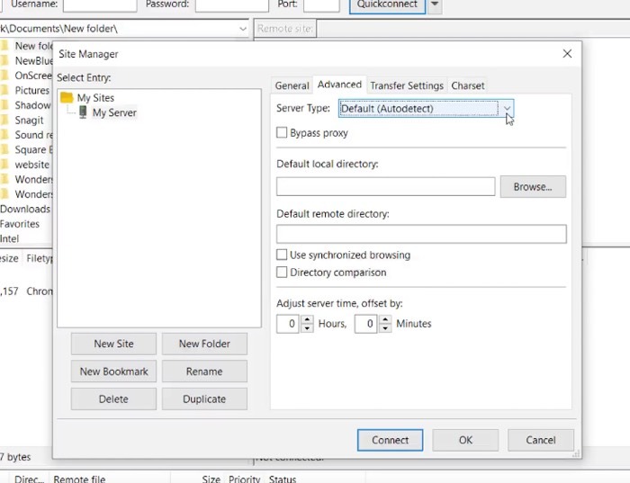 Filezilla Pro Site Manager Server Setup