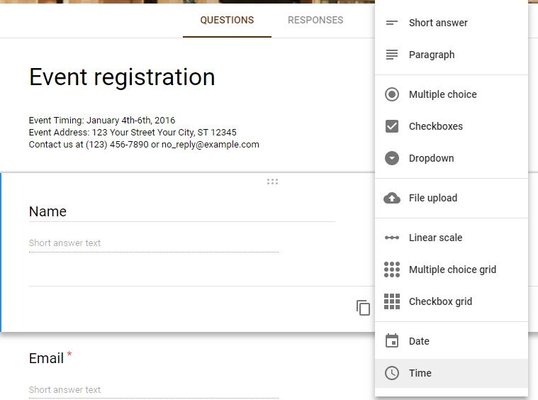 Google Forms Registration Dropdown
