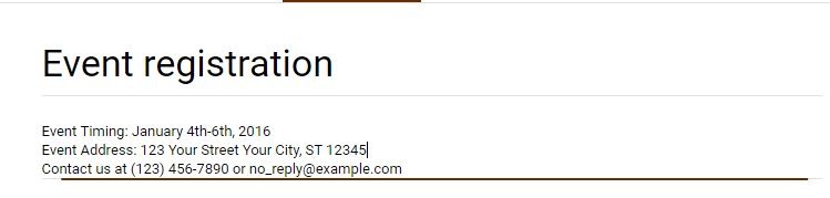 Google Forms Registration Event Description