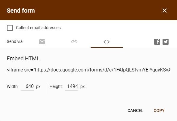 Google Forms Registration Form Embed Code