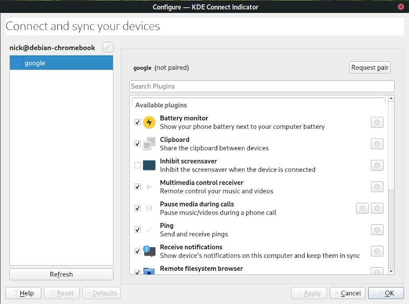 KDE Connect Pair KDE Connect Pair