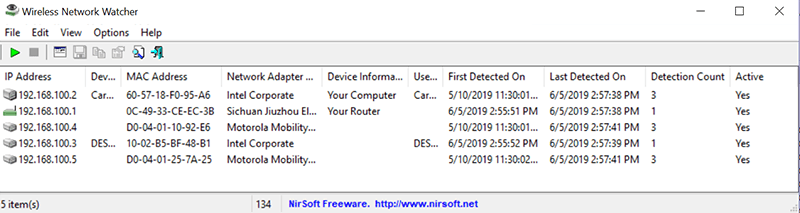 Network Scanning Wireless Network Watcher