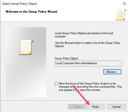Windows Non Admin Group Policy Click Finish Windows Non Admin Group Policy Click Finish
