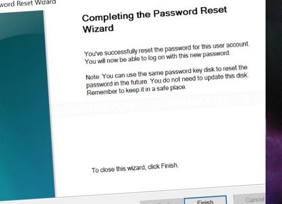 Completing Password Reset Wizard