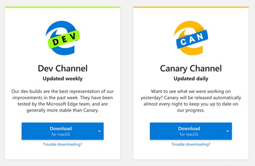 Microsoft Edge Mac Versions
