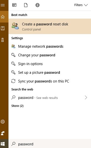 Password Reset Disk Search Bar