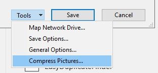 Reduce Size Powerpoint Compress All Images Dropdown Menu