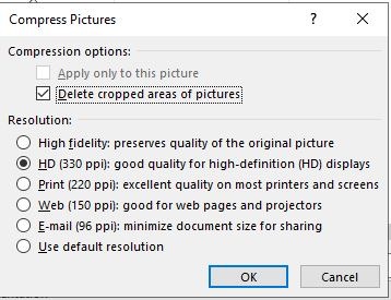 Reduce Size Powerpoint Compress All Images Options