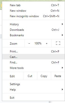 Cast Amazon Videos Chrome Menu