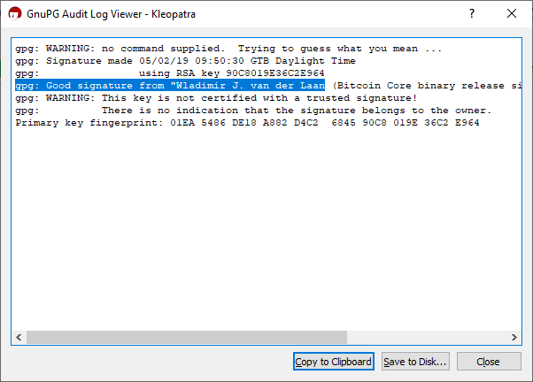 Check Software Signatures Good Signature