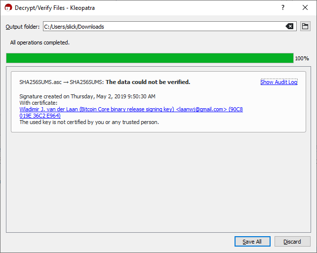 Check Software Signatures Show Audit Log