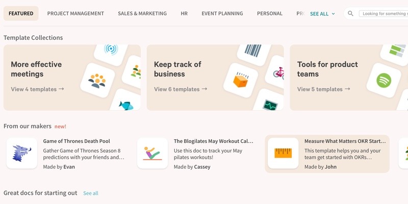 Coda App Templates 1