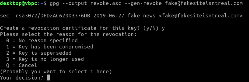 Gpg Linux Key Revocation Reason