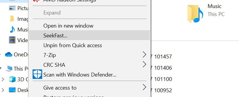 Seekfast Review Explorer Menu