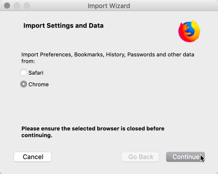 Switching Chrome To Firefox Import Data Browser Selection