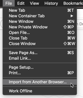 Switching Chrome To Firefox Import Data Menu