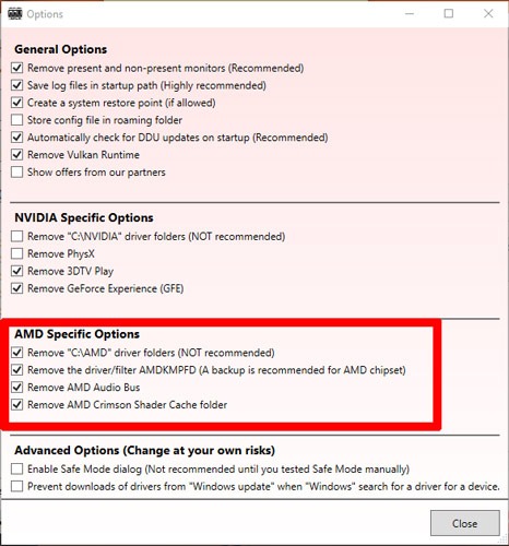 Update Amd Graphics Drivers Ddu Options