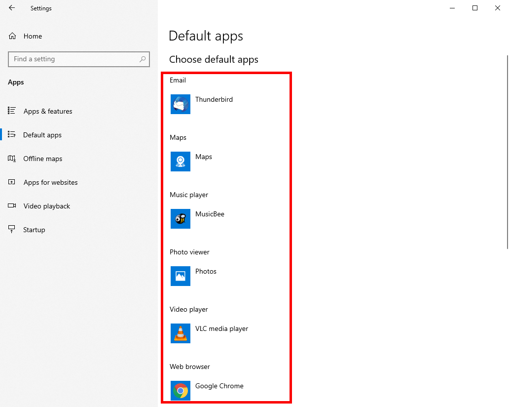 Win10 Options To Manage Default Apps