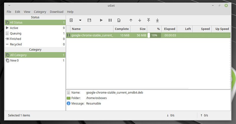 Linux Mint Download Managers Uget