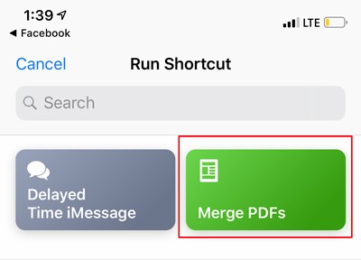 Merge Pdf Files Run Shortcut
