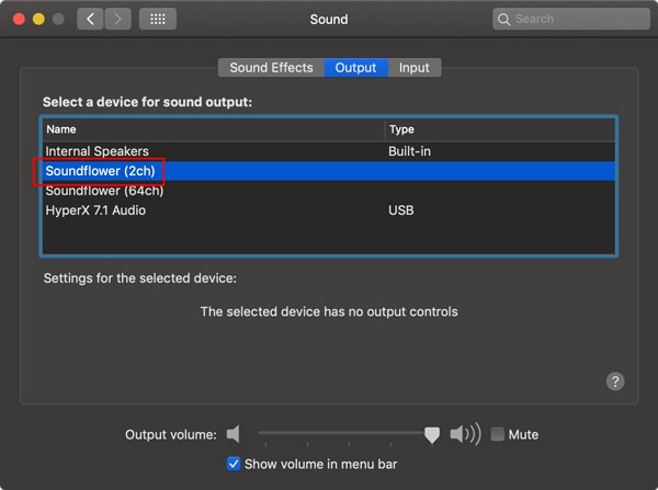 Soundflower Mac Output