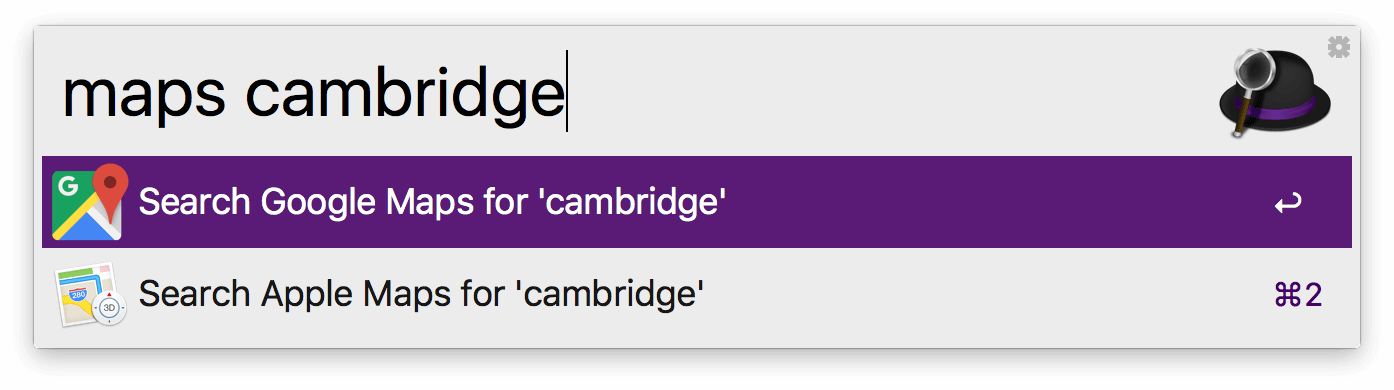 Alfred Workflows Google Maps