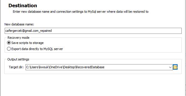 Recovery Toolbox For Mysql Review Choose Destination For Recovered Data
