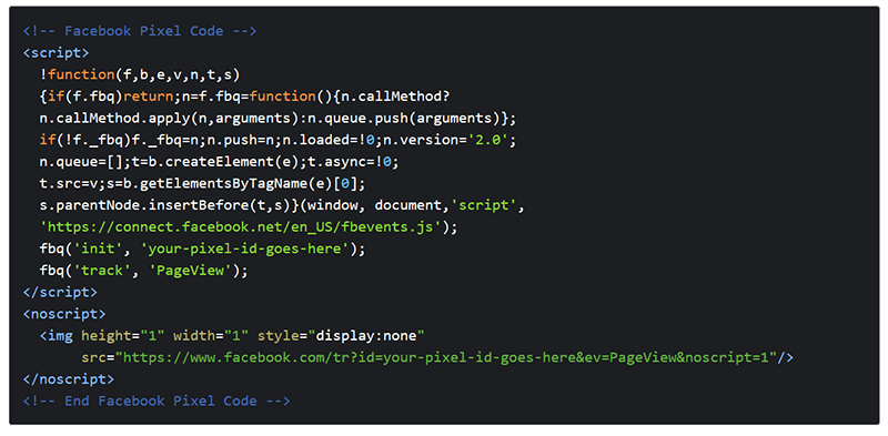 Tracking Pixel Facebook Pixel Code
