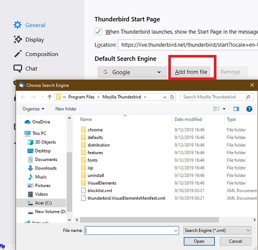 Add Xml File Mozilla Thunderbird