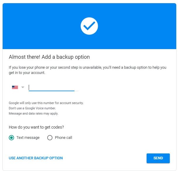 Android Security Key Use Another Backup Option
