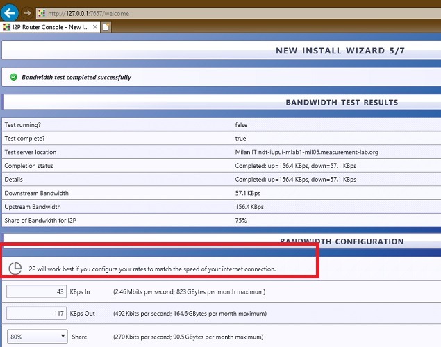 Bandwidth Test I2p Results