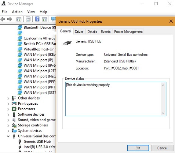 Device Manager Check Status Usb Hub