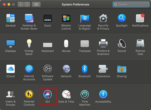 Disable Siri Siri System Preferences