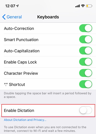Disable Siri Turn Dictation Off Ios